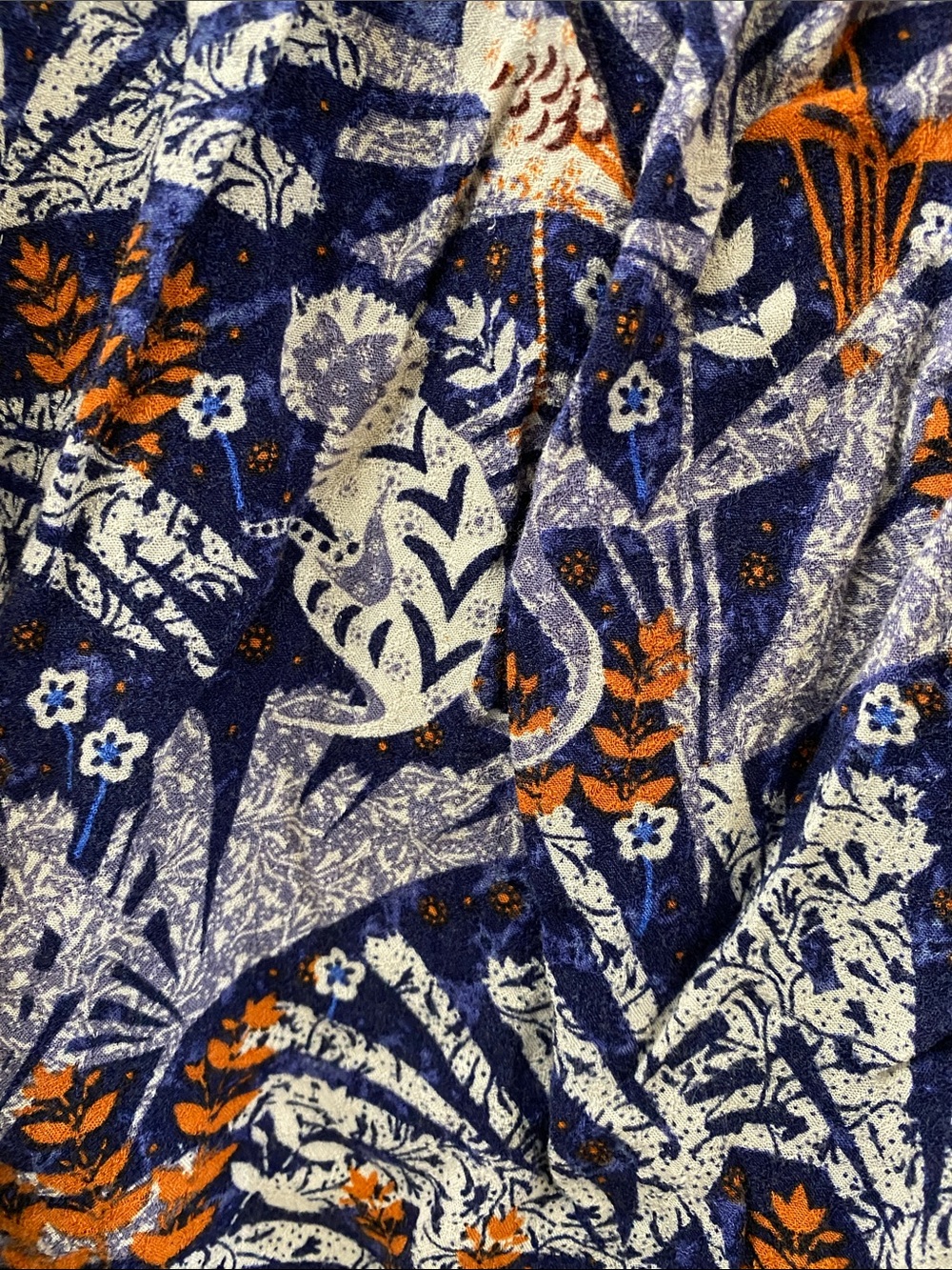 Maeve by Anthropologie Blue and Orange Tropical Print Blouse XS - Picture 5 of 11